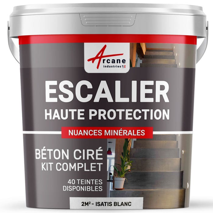 Béton Ciré Escalier - Complet Primaire Et Vernis De Finition - En Neuf Ou Rénovation Isatis Blanc - 2 M² (en 2 Couches)