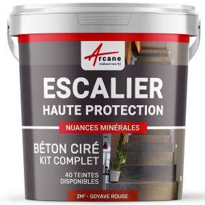 Béton Ciré Escalier - Complet Primaire Et Vernis De Finition - En Neuf Ou Rénovation Goyave Rouge - 2 M² (en 2 Couches)