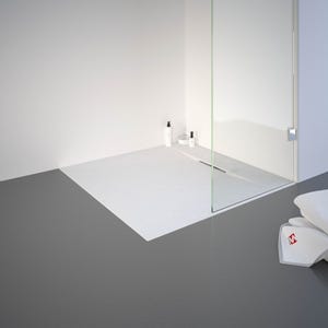 Schulte receveur de douche 80 x 80 x 3,2 cm, blanc effet pierre ultra légers, rectangulaire, extra plat à poser ou à encastrer, bac à douche