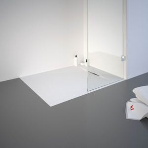 Schulte receveur de douche 90 x 100 x 3,2cm, blanc effet pierre ultra légers, rectangulaire, extra plat à poser ou à encastrer, bac à douche