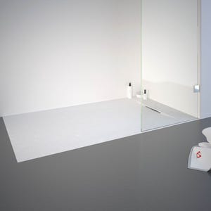 Schulte receveur de douche 80 x 140 x 3,2cm, blanc effet pierre ultra légers, rectangulaire, extra plat à poser ou à encastrer, bac à douche
