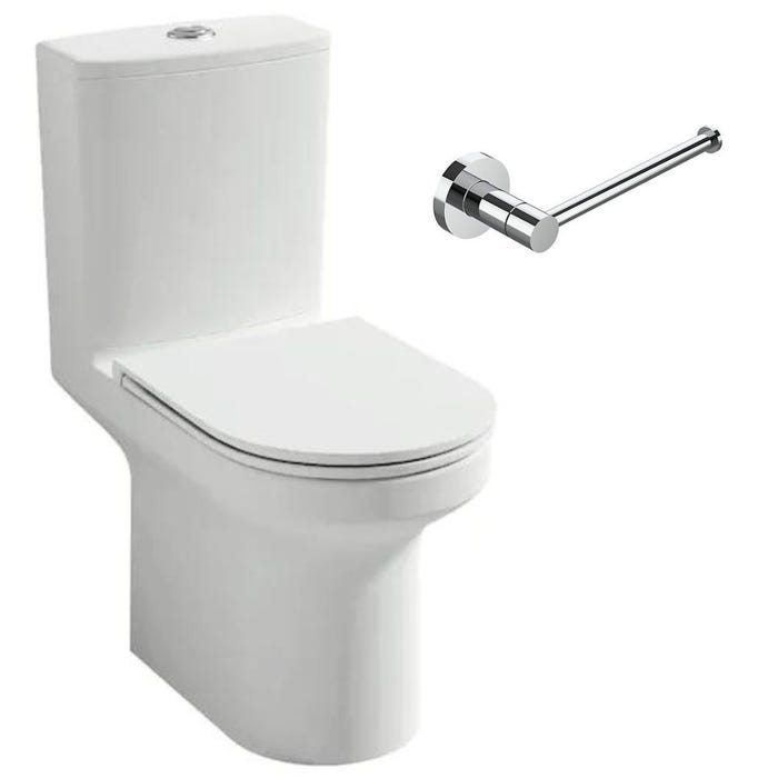 JACOB DELAFON Pack WC au sol blanc sans bride Elite avec abattant extraplat fermeture douce avec porte-rouleau classique