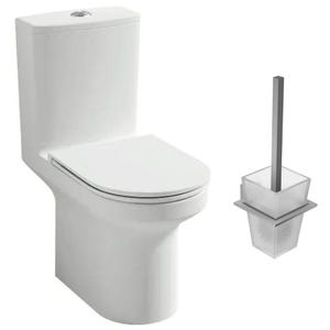 JACOB DELAFON Pack WC au sol blanc sans bride Elite avec abattant extraplat fermeture douce avec porte-balai moderne