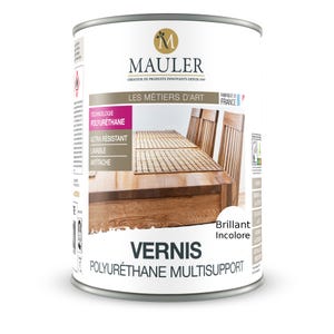 Vernis Polyuréthane MAULER incolore brillant 2,5 litres intérieur : protection bois, métal, PVC
