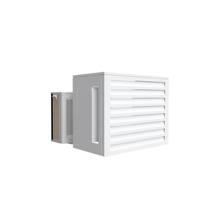 Cache climatiseur Acoustique ATOLE en aluminium thermolaqué - Taille 1 : H. 80 x L. 100 x P. 54 cm - Blanc
