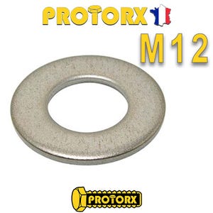 RONDELLE Plate MOYENNE M12 x 20pcs | Diam. int = 13mm x Diam. ext = 27mm | Acier Inox A2 | Usage Exterieur-Intérieur | Norme NFE 25514 | PROTORX