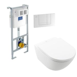 Pack WC suspendu VILLEROY ET BOCH Subway 3.0 CeramicPlus + bâti support + plaque ViConnect