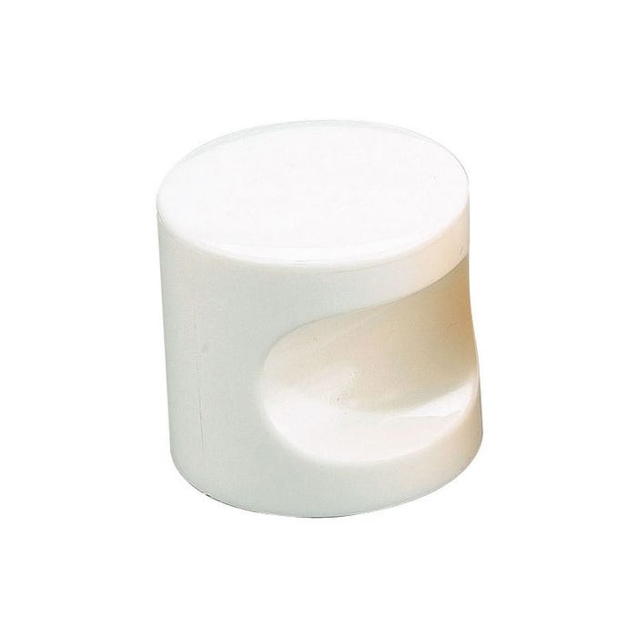 Bouton nylon à encoches - Hauteur : 20 mm - Décor : Blanc -