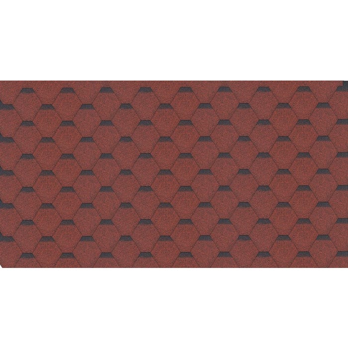 Bardeaux bitumineux Hexagonal Rock H-RED, couleur rouge - bitume toiture