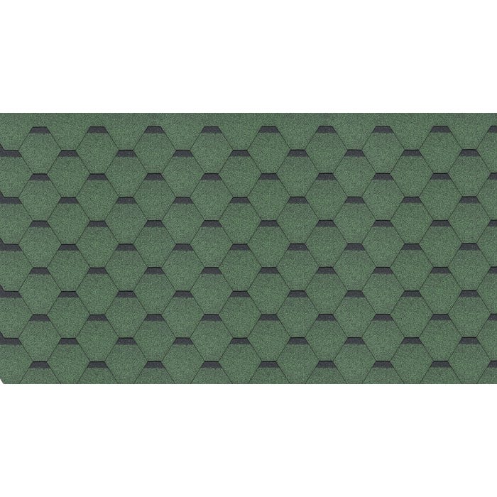 Bardeaux bitumineux Hexagonal Rock H-GREEN, couleur vert - bitume toiture