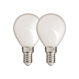 Xanlite - Lot de 2 ampoules Filament LED P45 Opaque, culot E14, 470 Lumens, équivalence 40W, 4000 Kelvins, Blanc neutre - PACK2RFV470POCW