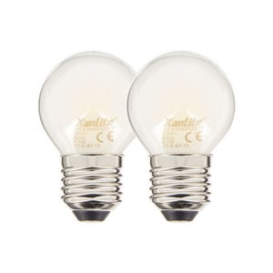Lot de 2 ampoules Filament LED P45 Opaque, culot E27, 806 Lumens, conso. 9W (eq. 60W), 4000K, Blanc Neutre
