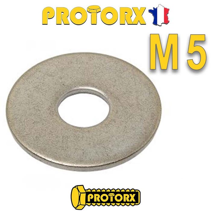 RONDELLE Plate EXTRA LARGE "LL" M5 x 20pcs | Diam. int = 5,3mm x Diam. ext = 20mm | Acier Inox A2 | Usage Exterieur-Intérieur | Norme NFE 25513