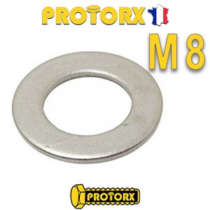 RONDELLE Plate ÉTROITE "Z" M8 x 10pcs | Diam. int = 8,4mm x Diam. ext = 16mm | Acier Inox A2 | Usage Exterieur-Intérieur | Norme NFE25514