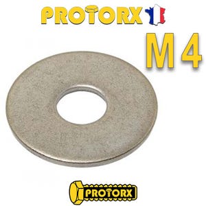RONDELLE Plate EXTRA LARGE "LL" M4 x 30pcs | Diam. int = 4,3mm x Diam. ext = 16mm | Acier Inox A2 | Usage Exterieur-Intérieur | Norme NFE 25513