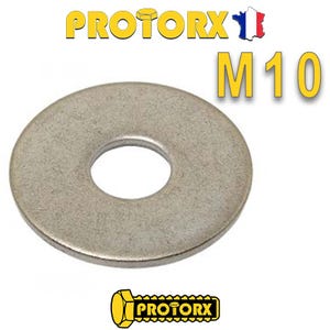 RONDELLE Plate EXTRA LARGE "LL" M10 x 10pcs | Diam. int = 10,5mm x Diam. ext = 36mm | Acier Inox A2 | Usage Exterieur-Intérieur | Norme NFE25513