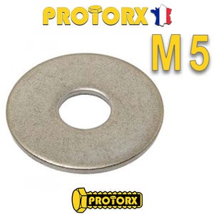 RONDELLE Plate EXTRA LARGE "LL" M5 x 10pcs | Diam. int = 5,3mm x Diam. ext = 20mm | Acier Inox A2 | Usage Exterieur-Intérieur | Norme NFE 25513