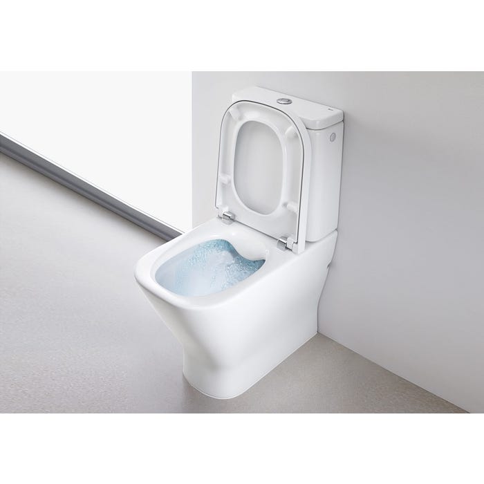 Pack WC à poser ROCA modèle GAP Cuvette carrée rimless 36.5 x 60 x 79 cm + réservoir + abattant