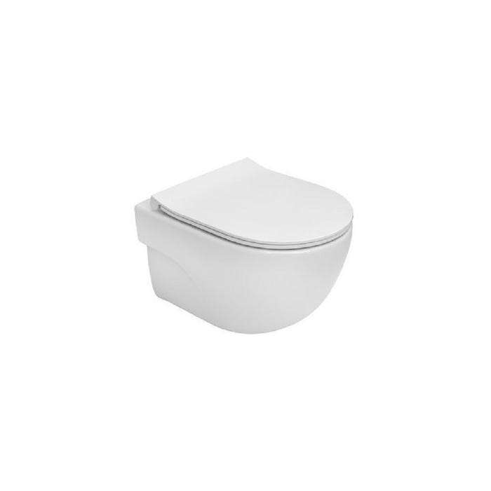 Cuvette WC suspendue ROCA sans bride 48 x 36 x 44 cm,blanc, + abattant à fermeture amortie ultraslim