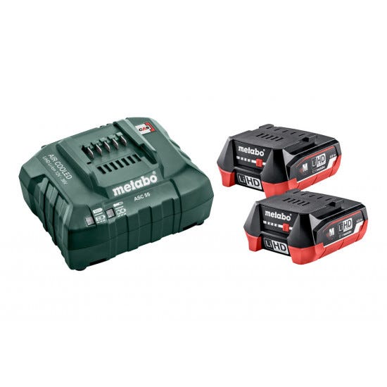 Pack énergie 12v metabo - pack 2 batteries 12 volts + chargeur 2 x 4,0ah lihd, asc 55 - 685301000