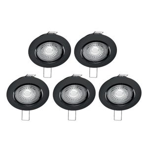 Lot de 5 spots noirs encastrables LED avec ampoules incluses, culot GU10, 345 Lumens, équivalence 50 W, 4000K, Blanc neutre