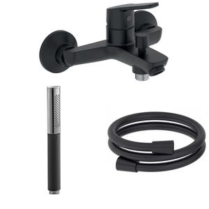 JACOB DELAFON Douchette stick Shift Ellipse noir et chrome avec mitigeur bain douche et flexible lisse anti-torsion Noir