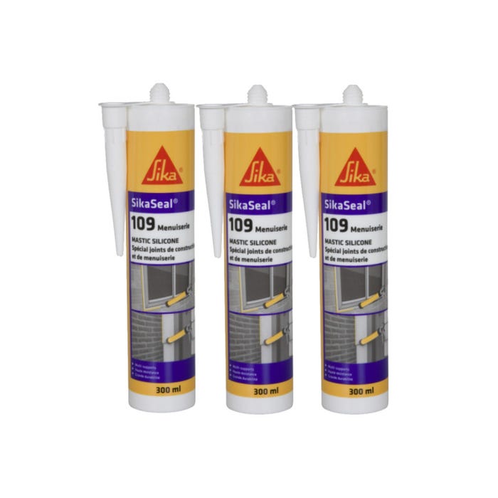 Lot de 3 mastic silicone SIKA SikaSeal 109 Menuiserie - Anthracite - 300ml