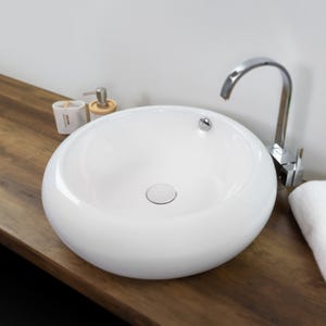 TENA Vasque ronde à poser lavabo en céramique blanche 50 x 50 cm