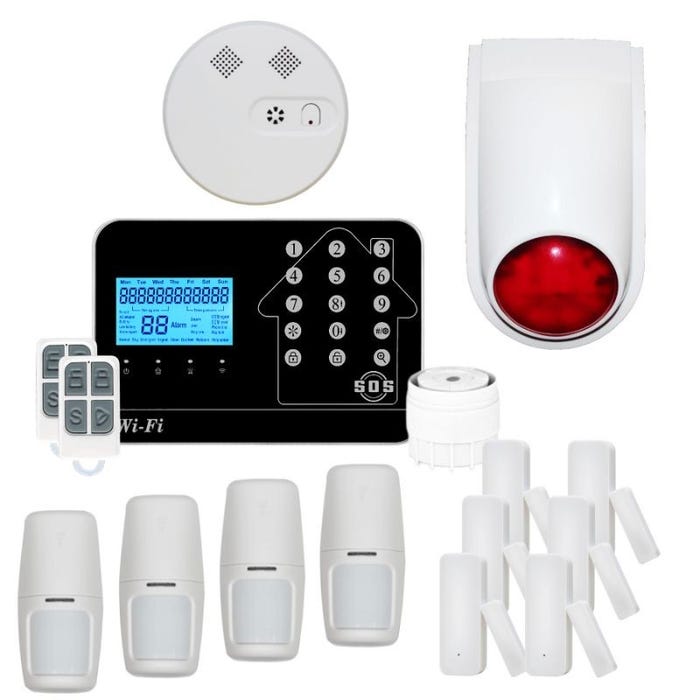 Kit Alarme maison connectée sans fil WIFI Box internet et GSM Futura noire Smart Life - Lifebox - KIT7
