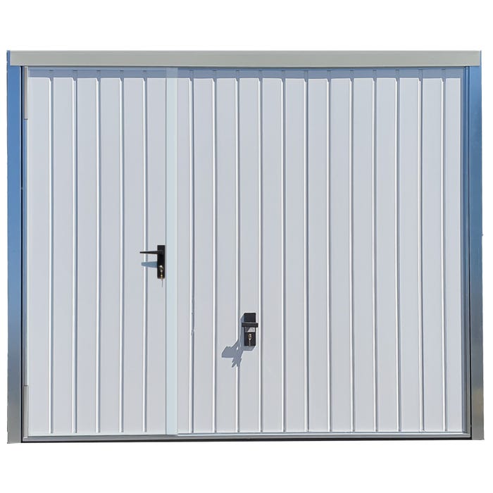 Porte de garage basculante blanc avec portillon gauche l.240 x H.200 cm x Ep.20 mm