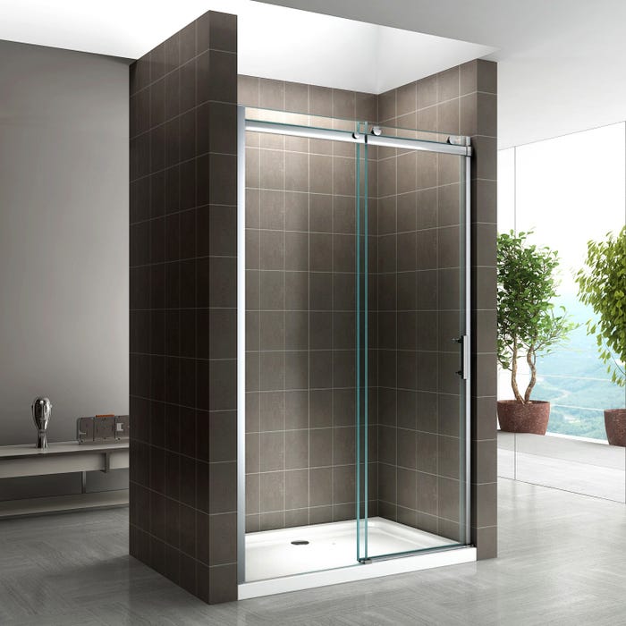 ALIX Porte de douche coulissante H. 200 cm en verre 8 mm transparent largeur 150 cm