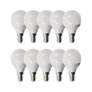Xanlite - Lot de 10 Ampoules LED SMD P45 Opaque, culot E14, 470 Lumens, conso. 5,3W (eq. 40W), 4000K, Blanc neutre - RPACK10EV470PCW