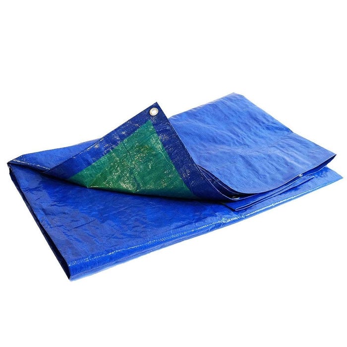 Bâche Bois 2x3 m - TECPLAST 150BO - Bleue et Verte - Haute Qualité - Bâche de protection imperméable pour Bois de chauffage