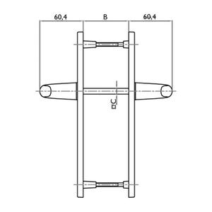 Garniture rio-e sur plaques de 24mm - Entraxe (mm) : 70 - Carré (mm) : 7 - Ep. Porte (mm) : 58-70 -