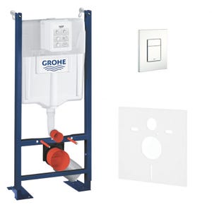 Grohe Pack WC Bâti autoportant Rapid SL avec Plaque Skate Cosmopolitan blanche et Set d'isolation phonique (39145000-4)