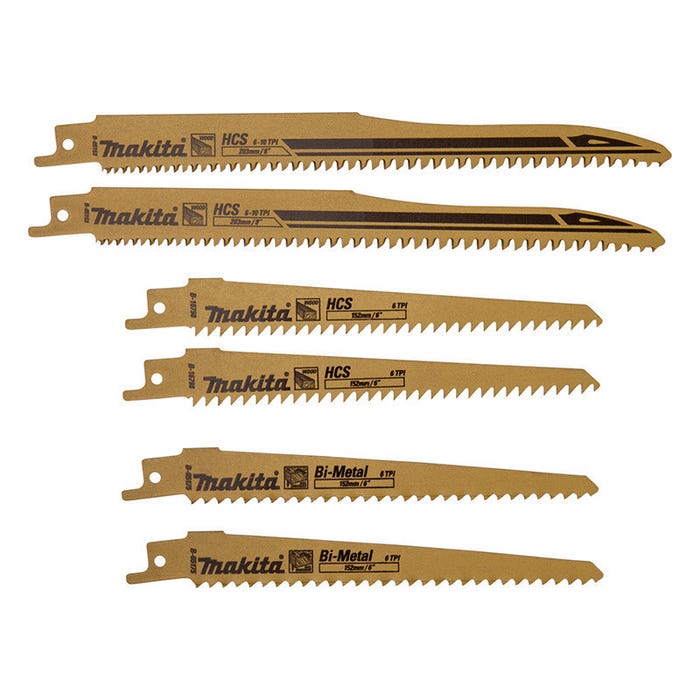 Pack de lames de scie sabre 203 mm pour bois (6 pcs) - MAKITA B-44432