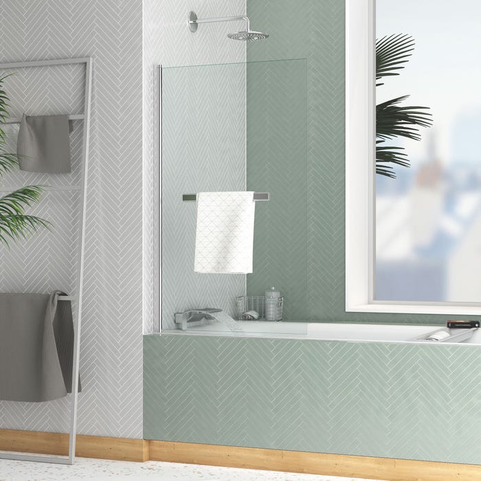 Pare-baignoire Rabattable avec porte-serviette 70x120 cm - Profilé Chromé - Verre 4 mm