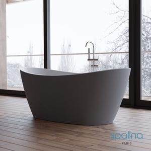 Baignoire îlot ovale NEROON 2.0 grise mate 170x80cm, by SPALINA