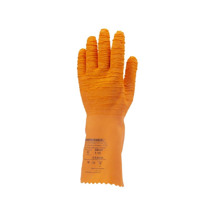 Gants latex crépé orange 34 cm qualité sup. - COVERGUARD - Taille XL-10