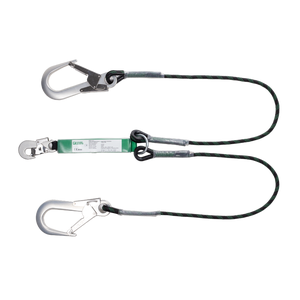 Longe double à absorbeur corde tressée avec 2 connecteurs aluminium ouverture 60mm PIRUS - EN355