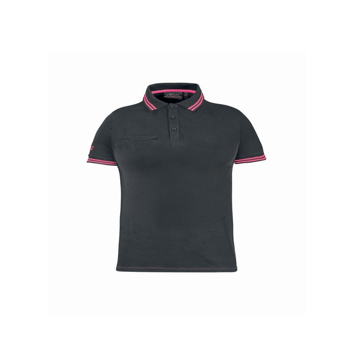 Polo manches courtes femme WAY LADY Grey Fucsia | EY264GF - Upower