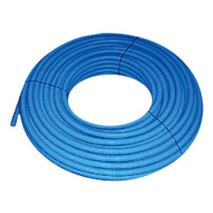 tube multicouche - uponer uni pipe - 20 x 2.25 - blanc - pré-fourreauté - bleu - couronne de 75m - uponor 1013677