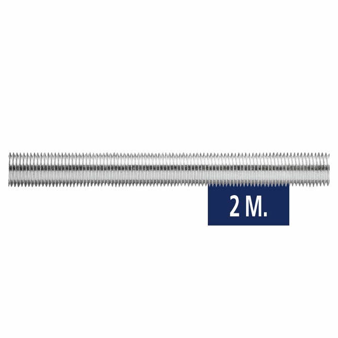 Tige filetée 2 mètres - Zinguée M6 x 2.000 - Boite de 50