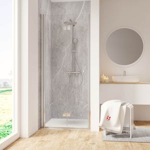 Schulte Porte de douche pivotante-pliante, verre 6 mm, profilé aspect chromé, Garant, anticalcaire 80 x 200 cm, ouverture vers la gauche
