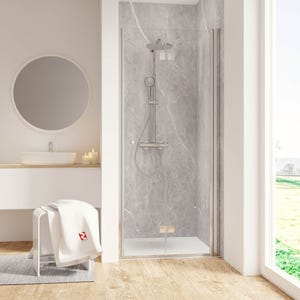 Schulte Porte de douche pivotante-pliante, verre 6 mm, profilé aspect chromé, Garant, anticalcaire 80 x 200 cm, ouverture vers la droite