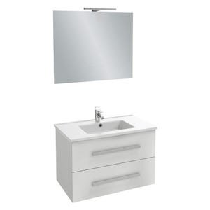 Meuble salle de bain simple vasque 80 cm JACOB DELAFON Ola Up avec miroir et spot blanc brillant
