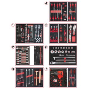 Composition d’outils 7 tiroirs pour servante, 337 pièces