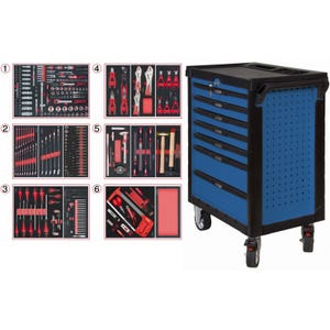 KS TOOLS 804.7452 Servante ULTIMATE bleue 7 tiroirs équipée de 455 outils
