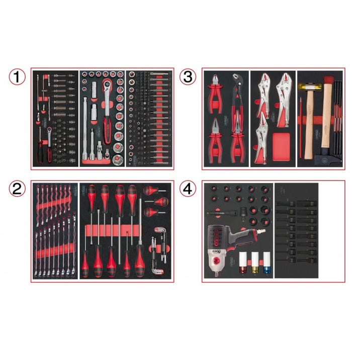 KS TOOLS 714.0263 Composition d'outils 4 tiroirs pour servante, 263 pièces