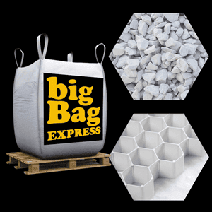 Pack Gravier Calcaire SUPER Blanc Ø 6/14 mm + Plaques Alvéolaires 45M², Big Bag de 0,9m³ (+/- 1,3T/Bag) - Livraison PREMIUM